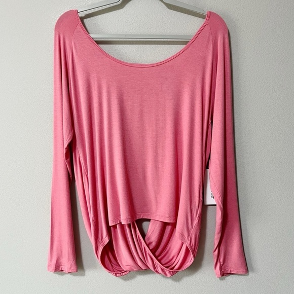 ZYIA Active Light Brick Pink Namaste Long Sleeve Tee Shirt Size Medium NEW - Picture 4 of 10